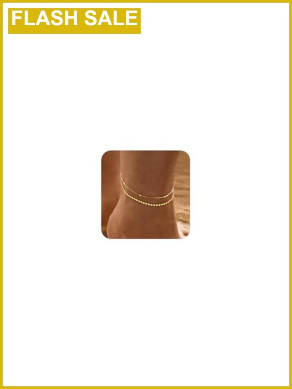 14K Gold Plated Waterproof Anklet Set for Women Layered Beach Jewelry